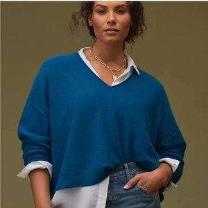 NWT Anthropologie/Pilcro 100% Cashmere Sweater in Turquoise, Size Large